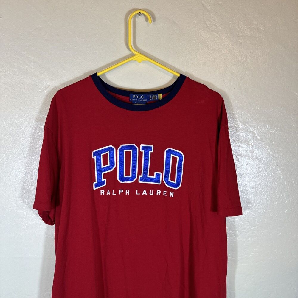 Polo Ralph Lauren XL Red Tee Shirt Classic Fit Letter Embroidered